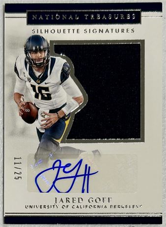 2017 National Treasures Collegiate Silhouette Signatures Jared Goff RPA 11/25