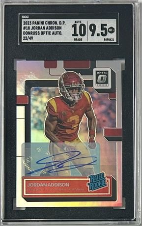 2023 Panini Chronicles D.P. #18 Jordan Addison RC 22/49 SGC 9.5  Auto 10 READ