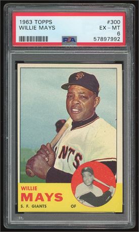 1963 Topps #300 Willie Mays PSA 6 EXMT