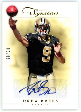 2012 Panini Prime Signatures #9 Drew Brees Auto 20/20 Bookend