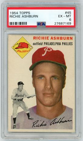 1954 Topps #45 Richie Ashburn PSA 6 EXMT