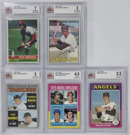 1967-76 Topps BVG Graded Star Lot (5) w/ Munson RC/Ryan/F Robinson