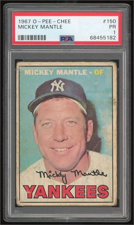 1967 O Pee Chee #150 Mickey Mantle PSA 1 POOR