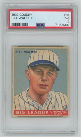 1933 Goudey #94 Bill Walker PSA 3 VG