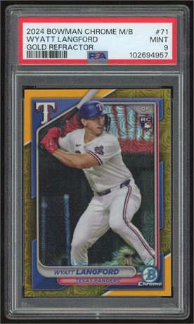 2024 Topps Chrome Mega Box #71 Wyatt Langford RC Gold Refractor 11/50 PSA 9