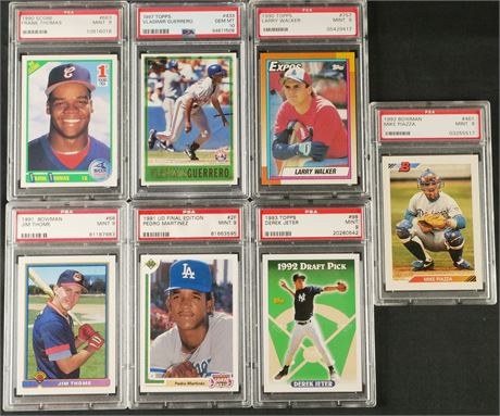 1990-1997 PSA Graded Baseball Rookie Lot (7) w/ Jeter, Piazza, & Thomas