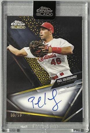 2021 Topps Chrome Black Paul Goldschmidt Gold Ref 8/50 Encased On Card Auto