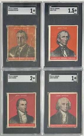 1932 US Caramel SGC Graded Lot (4) w/ Monroe, Wilson, Madison, and Tyler