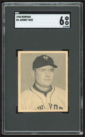 1948 Bowman #4 Johnny Mize RC SGC 6 EXMT Well Centered