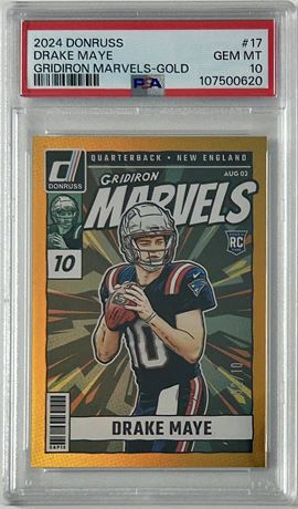 2024 Donruss #17 Drake Maye RC Gridiron Marvels Gold 2/10 PSA 10 GEM MINT