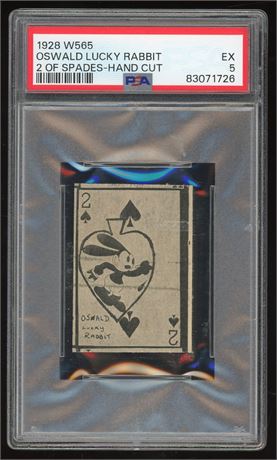 1928 W565 Oswald Lucky Rabbit 2 of Spades Hand Cut PSA 5 EX