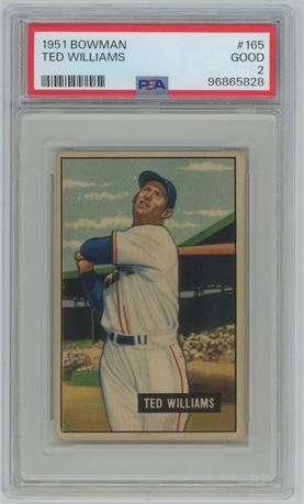 1951 Bowman #165 Ted Williams PSA 2 GOOD