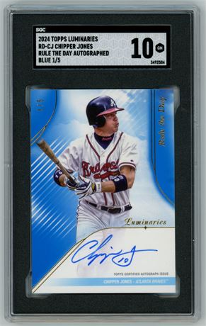 2024 Topps Luminaries Chipper Jones Rule The Day Auto Blue 1/5 SGC 10 GEM MINT