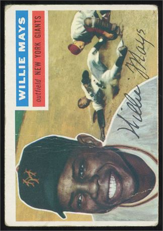 1956 Topps #130 Willie Mays White Back POOR (Many Surface Wrinkles)