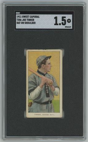 1909-11 T206 Sweet Caporal Joe Tinker Bat on Shoulder SGC 1.5 FAIR