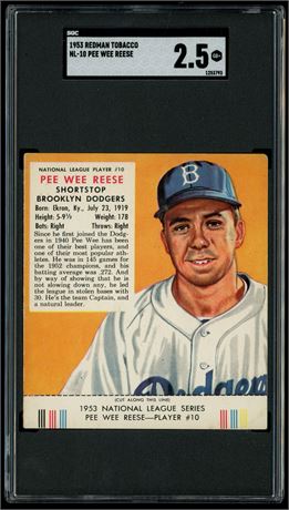 1953 Redman NL-10 Pee Wee Reese w/ Tab SGC 2.5 GOOD+