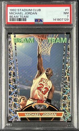 1992 Stadium Club #1 Michael Jordan Beam Team PSA 7 NM