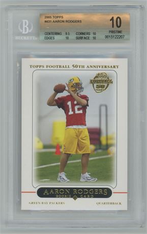 2005 Topps #431 Aaron Rodgers RC BGS 10 PRISTINE