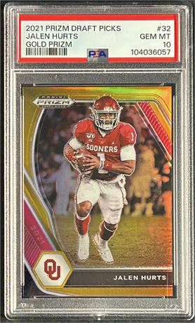 2021 Prizm Draft Picks #32 Jalen Hurts Gold Prizm 6/10 PSA 10 GEM MINT