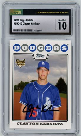 2008 Topps Update Clayton Kershaw RC CSG 10 GEM MINT