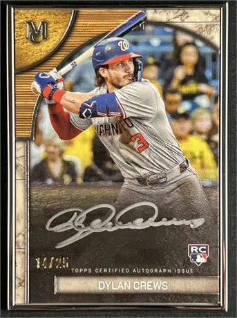 2025 Topps Museum Dylan Crews RC Silver Framed 14/25 On Card Silver Auto