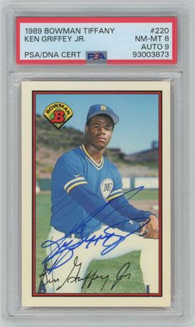 1989 Bowman Tiffany #220 Ken Griffey Jr RC Auto PSA 8 Auto 9