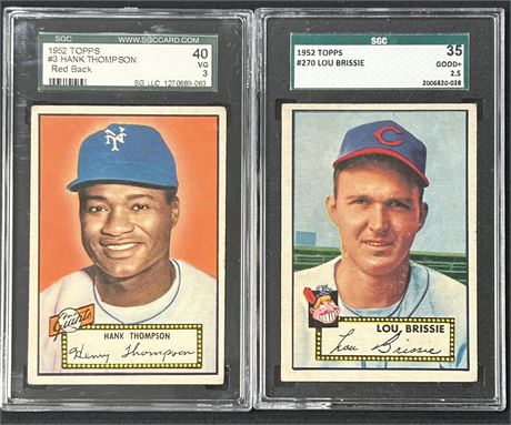 1952 Topps Hank Thompson SGC 3 & Lou Brissie SGC 2.5 Lot