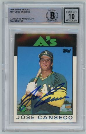 1986 Topps Traded #20T Jose Canseco Rookie Auto BGS Authentic Auto 10