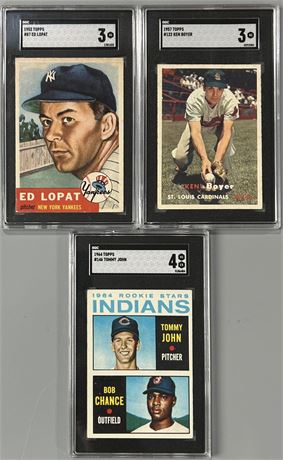 1953-64 SGC Graded Lot (3) w/Tommy John RC