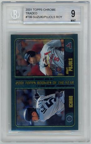 2001 Topps Chrome Traded Suzuki/Pujols ROY BGS 9 MINT