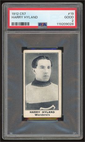 1912 C57 #19 Harry Hyland HOF PSA 2 GOOD Crease Free READ