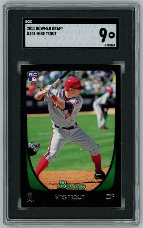 2011 Bowman Draft #101 Mike Trout RC SGC 9 MINT