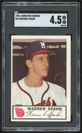 1953 Johnston Cookie #10 Warren Spahn SGC 4.5 VGEX+