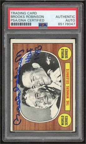 1967 Topps #155 The Winners Celebrate Brooks Robinson Auto PSA AUTH
