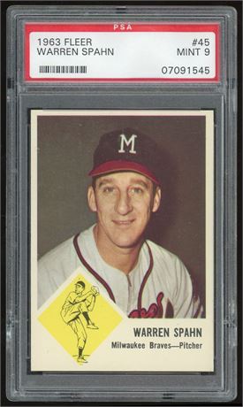 1963 Fleer #45 Warren Spahn PSA 9 MINT Only 4 Higher