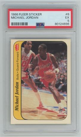 1986 Fleer Sticker #8 Michael Jordan RC PSA 5 EX