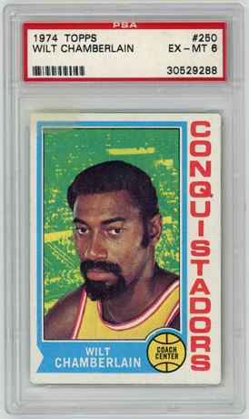 1974 Topps #250 Wilt Chamberlain PSA 6 EXMT