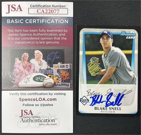 2011 Bowman Draft Black Border Blake Snell RC On-Card Auto JSA