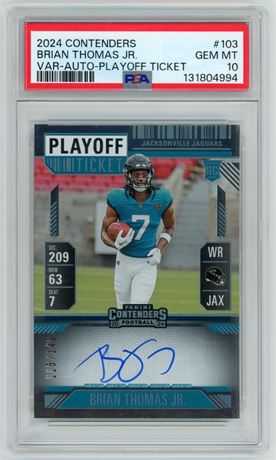 2024 Contenders #103 Brian Thomas Jr RC Variation Auto 115/149 PSA 10 GEM MINT