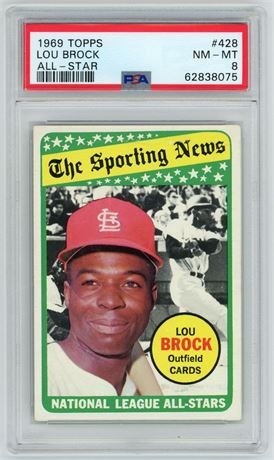 1969 Topps #428 Lou Brock All Star PSA 8 NMMT