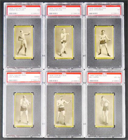 1908 T226 Red Sun Boxing PSA Graded Lot (6)