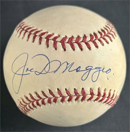 Joe DiMaggio Autographed Gene Budig Era American League Baseball JSA