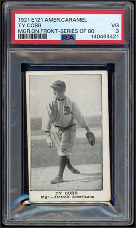 1921 E121 American Caramel Ty Cobb MGR on Front Series of 80 PSA 3 VG