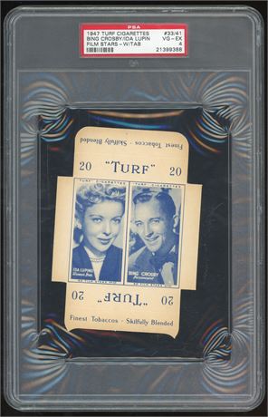 1947 Turf Film Stars-W/Tab #33/41 Bing Crosby/Ida Lupin PSA 4 VGEX