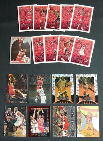 1990-1999 Michael Jordan Raw Card Lot (18) w/ Metal Shredders/HoloFX Maximum