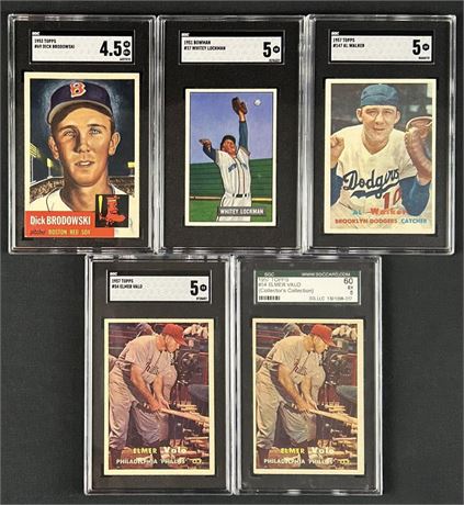 1951-1957 Bowman/Topps Baseball SGC Graded Lot (5)
