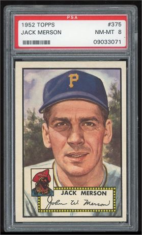 1952 Topps #375 Jack Merson Hi # PSA 8 NMMT Only 12 Higher