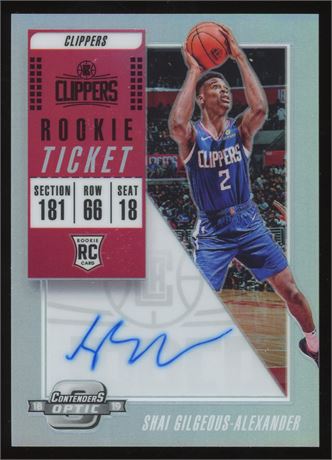 2018 Panini Contenders Optic #114 Shai Gilgeous-Alexander Rookie Ticket Auto