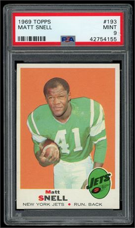 1969 Topps #193 Matt Snell PSA 9 MINT Highest