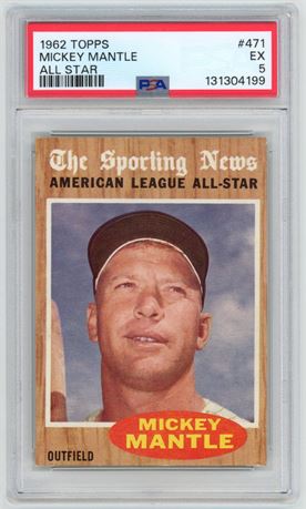1962 Topps #471 Mickey Mantle All-Star PSA 5 EX